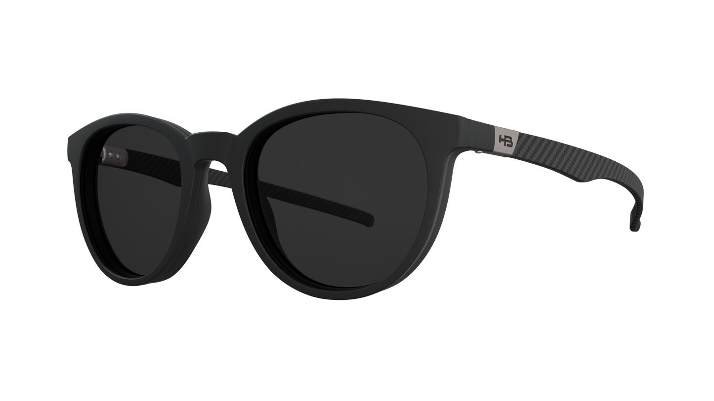 Óculos de Grau HB Duotech 0253 Clip On Matte Black Carbon Fiber/ Gray Polarized Lente 4,9 Cm - Loja HB