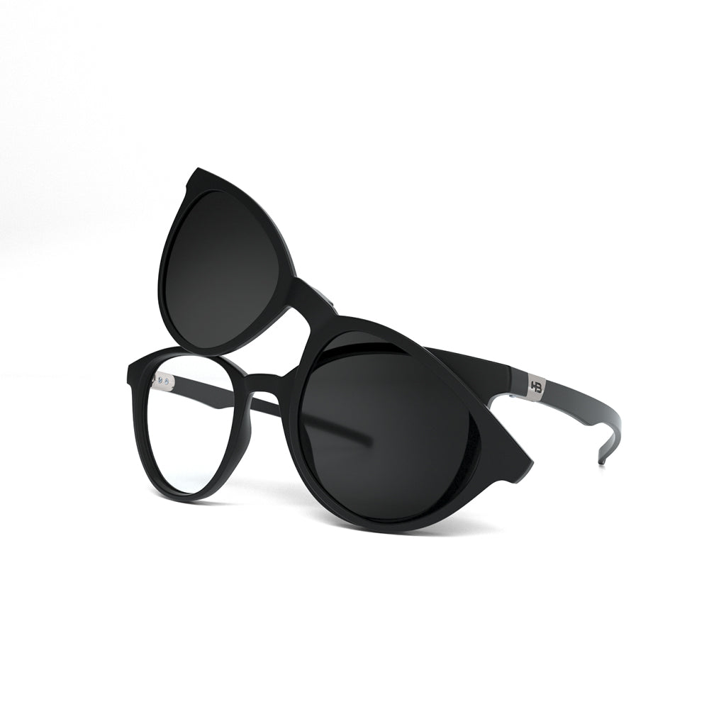 Óculos de Grau HB Duotech 0253 Clip On Matte Black/ Gray Polarized Lente 4,9 Cm - Loja HB