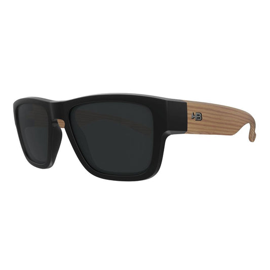 Óculos de Sol HB H-Bold Retangular Matte Black/Dark Wood Polarized Gray - TAM 55 mm - Loja HB