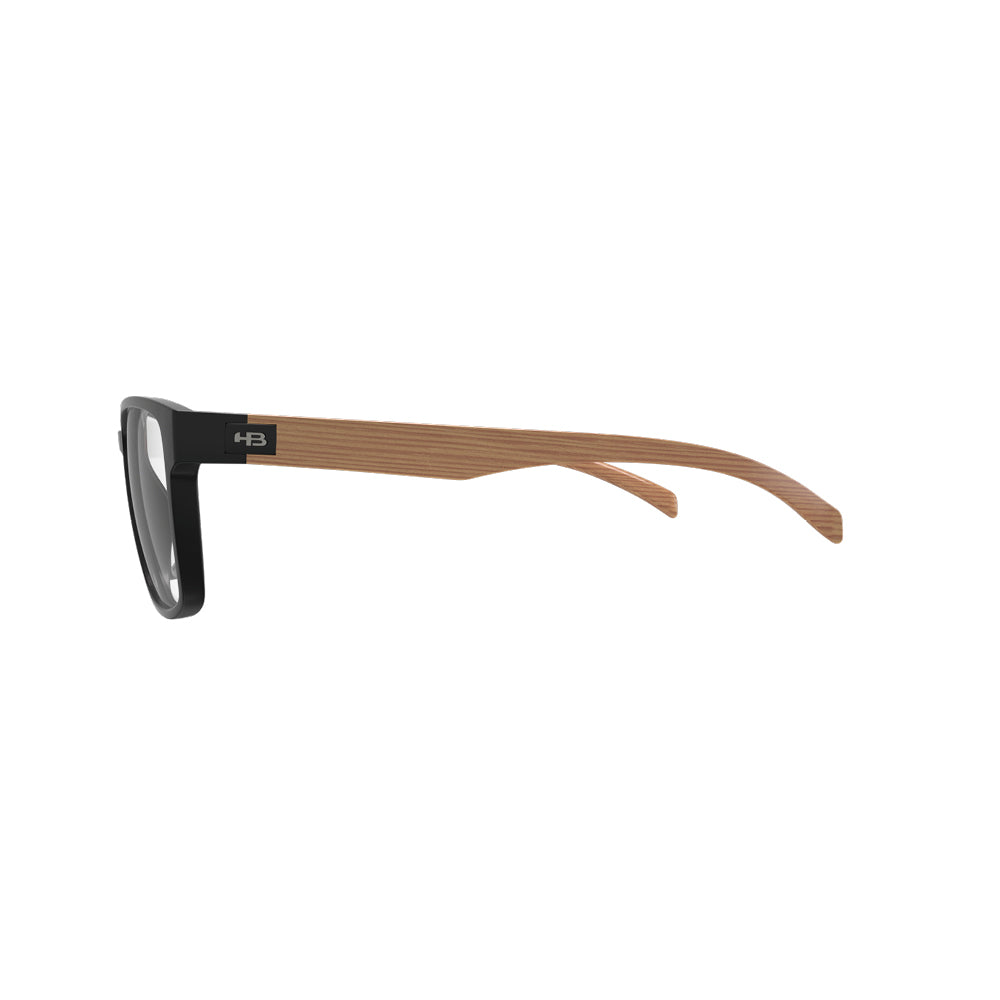 Óculos de Grau HB 0490 Retangular Matte Black/Dark Wood - Grau - TAM 55 mm - Loja HB