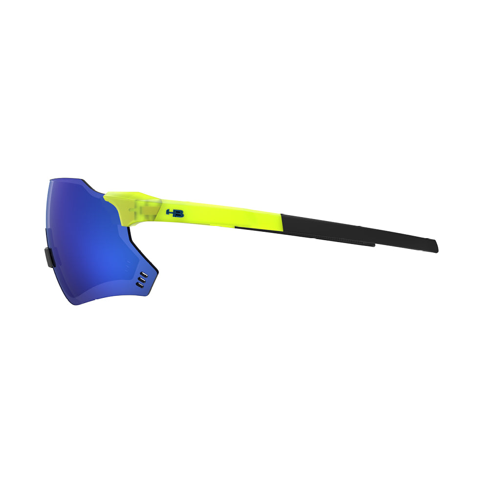 Óculos de Sol HB QUAD X 2.0 Neon Yellow Nose Matte Black / Blue Chrome