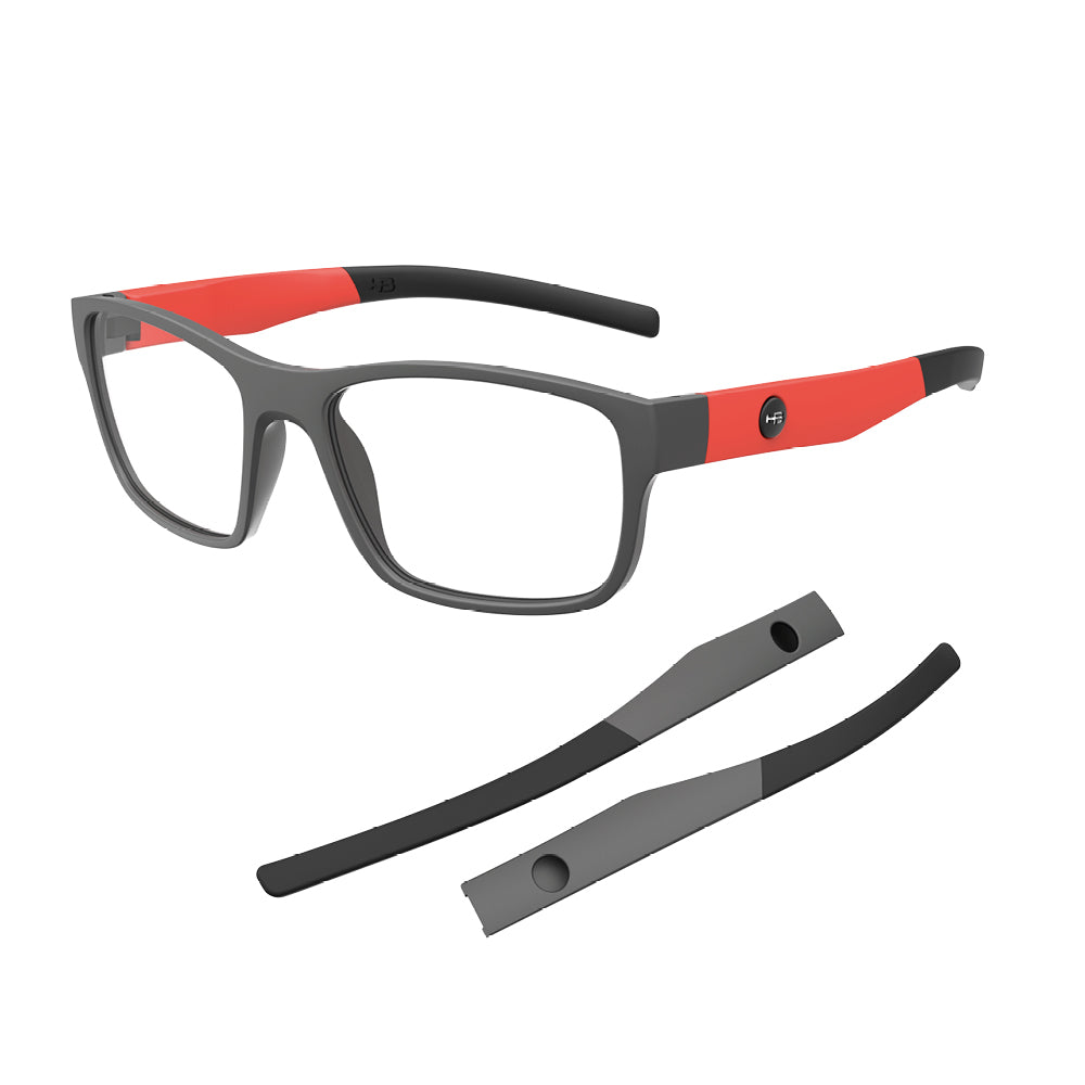Óculos de Grau HB Troca Haste Polytech 0513 Matte Graphite + H M Orange