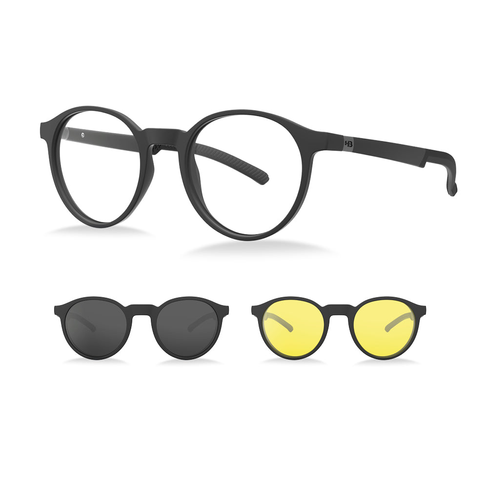 Óculos de Grau HB Switch 0526 Clip on Matte Black Gray/ Night Drive