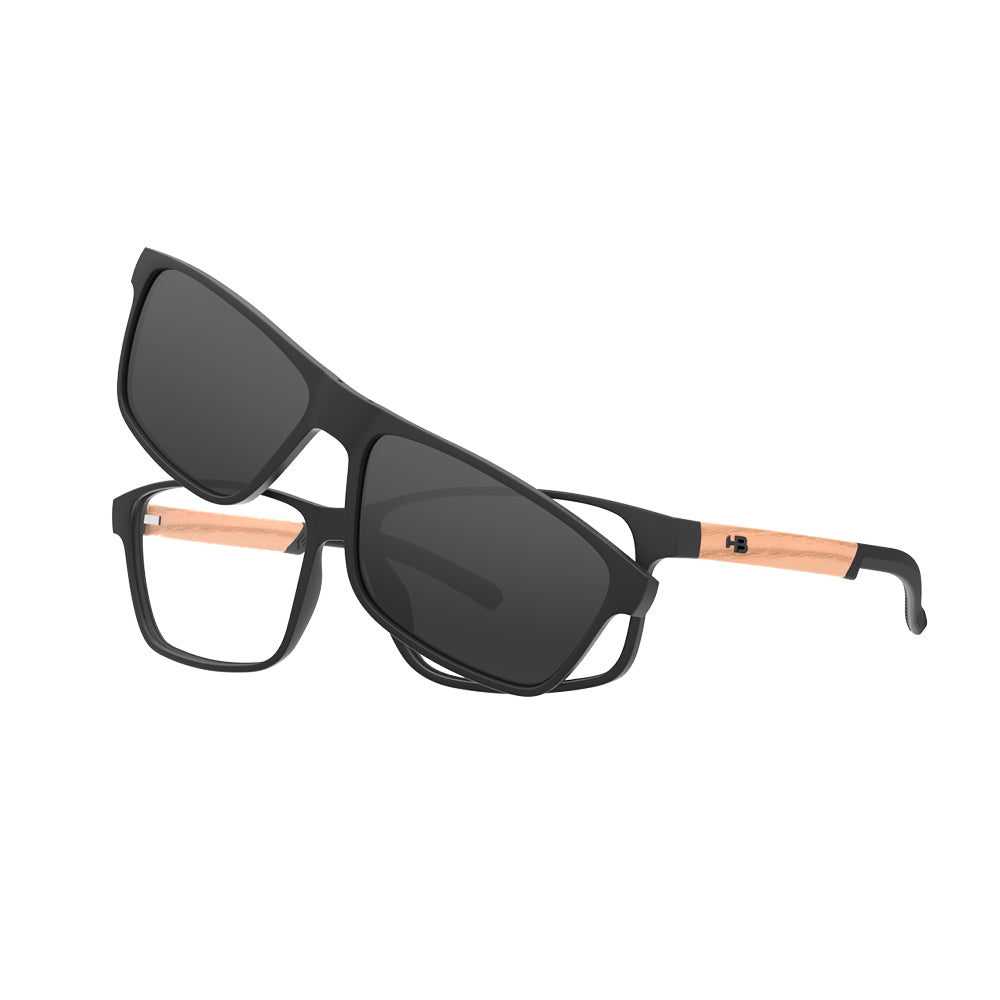 Óculos de Grau HB Switch 0538 Clip on M Black Wood Polarized Gray