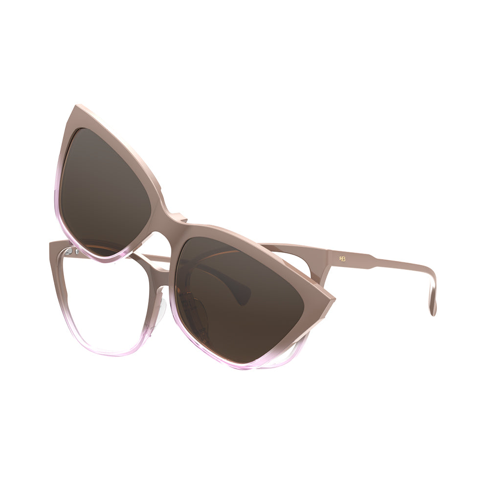 Óculos de Grau HB Switch 0549 Clip on Nude Face Rose Polarized Brown