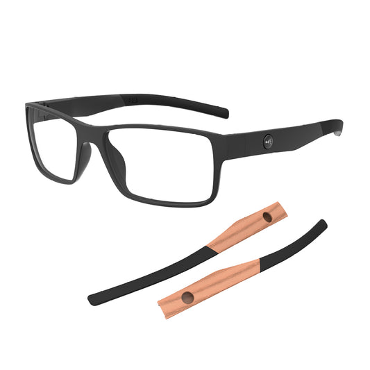 Óculos de Grau HB Troca Haste Polytech 0552 M Black + H Wood