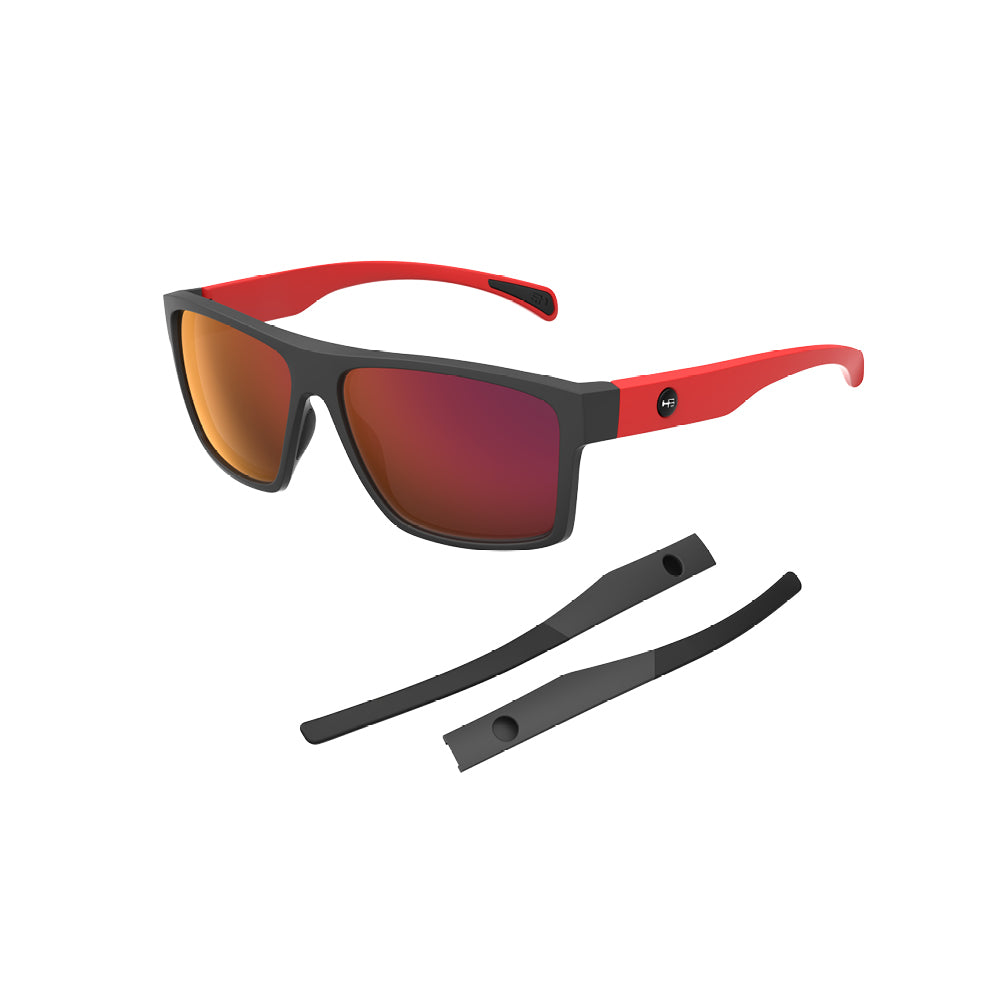 Óculos de Sol HB Troca Haste Happy M Black + H M Fire Red Chrome