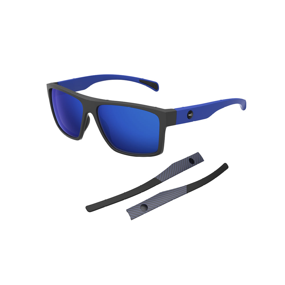 Óculos de Sol HB Troca Haste Happy M Black + H Blue + H Blue Carbon Fiber Blue Chrome
