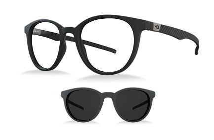 Óculos de Grau Switch HB Duotech 0253 Clip On Matte Black Carbon Fiber/ Gray Polarized