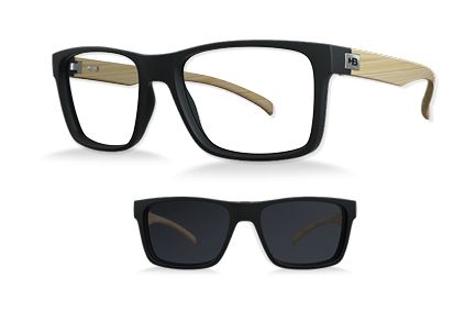 Óculos de Grau HB Switch 0339 Clip On Matte Black Wood/ Gray Polarized