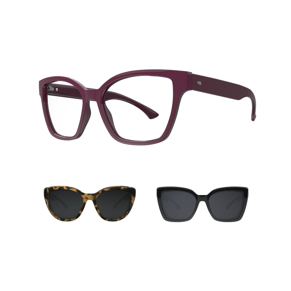 Óculos de Grau HB Switch 0403 Clip On Passionate/ Q. Black/ G Havana/ Polarized Brown