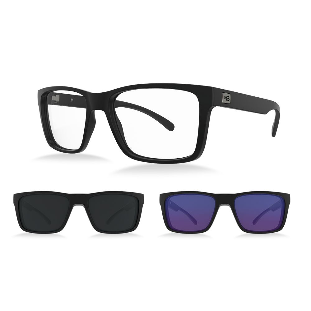 Óculos de Grau HB SWITCH 0472 Clip on Matte Black /Gray/ Multi Blue