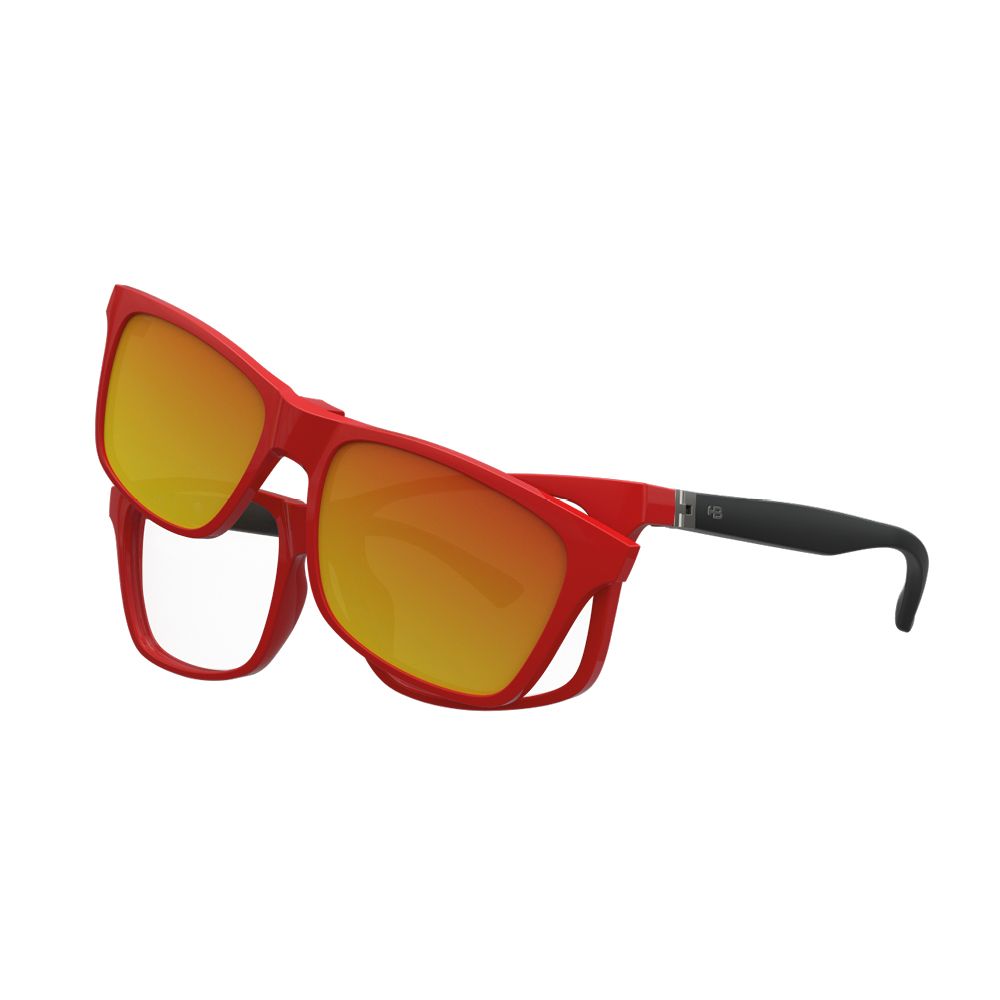 Óculos de Grau HB Switch 0481 Clip on Matte Fire/ Matte Black/ Polarized Red