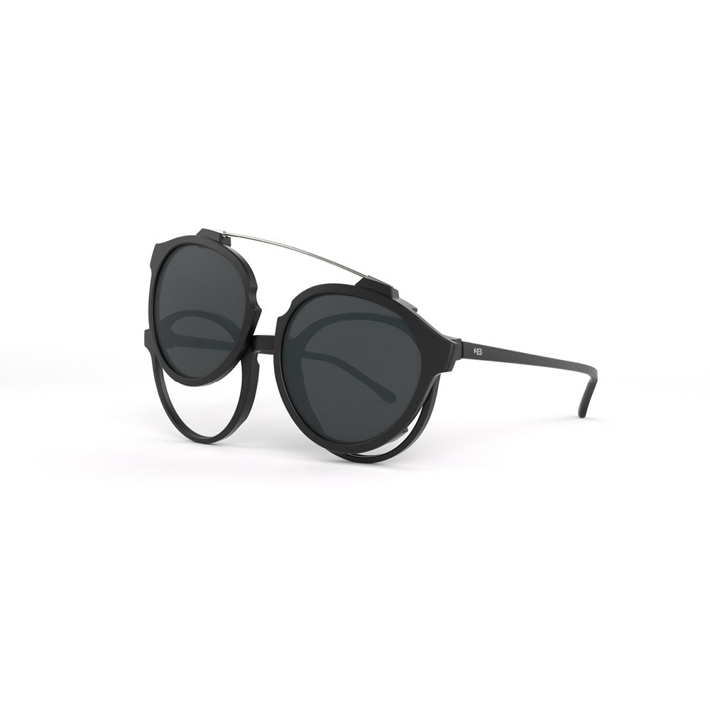 Óculos de Grau HB Switch Clip on 0492 Matte Black/ Gray Polarized Lente 4,7 cm