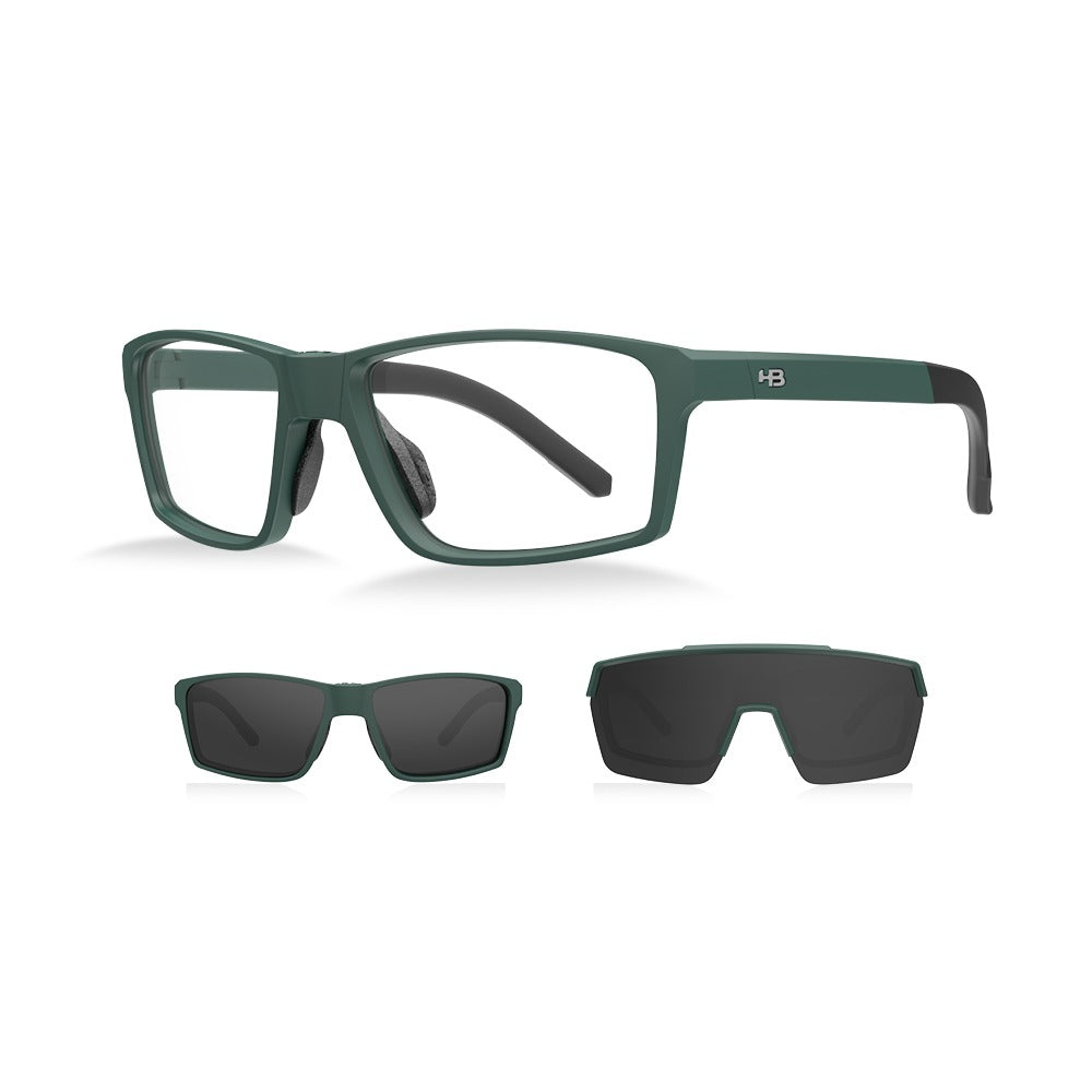 Óculos de Grau HB Presto 2.0 Clip on M Military Green/ Gray - Grau - 56 mm