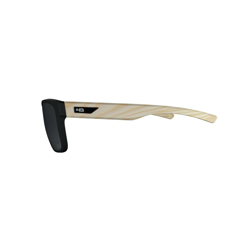 Óculos de Sol HB H-Bomb Retangular Matte Black/Wood Polarized Gray - Solar - TAM 52 mm - Loja HB