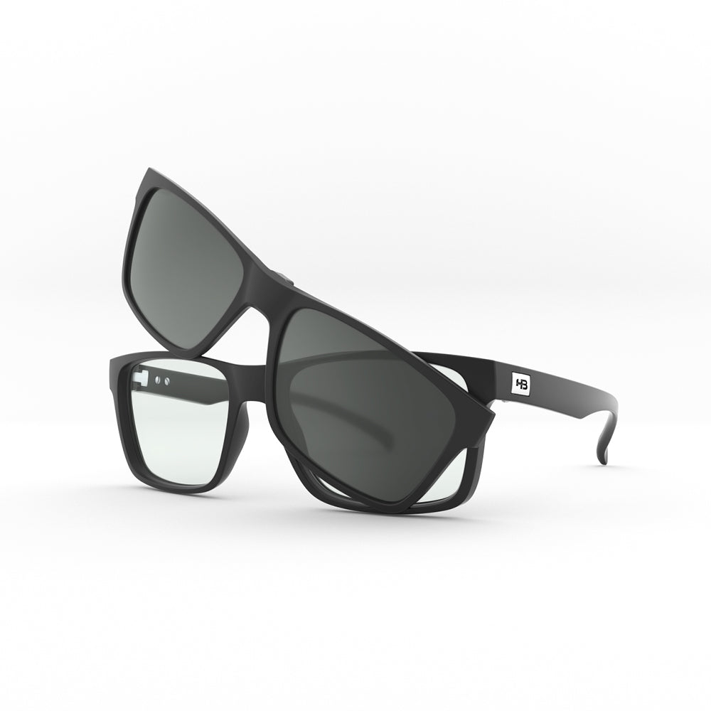 Óculos de Grau HB Polytech 0339 Clip On Matte Black/ Gray Polarized Lente 5,3 Cm - Loja HB