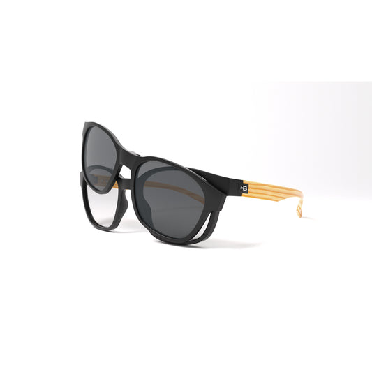 Armação de Grau HB Switch 0448 Matte Black Wood/ Polarized Gray Lente 5,0 cm - Loja HB