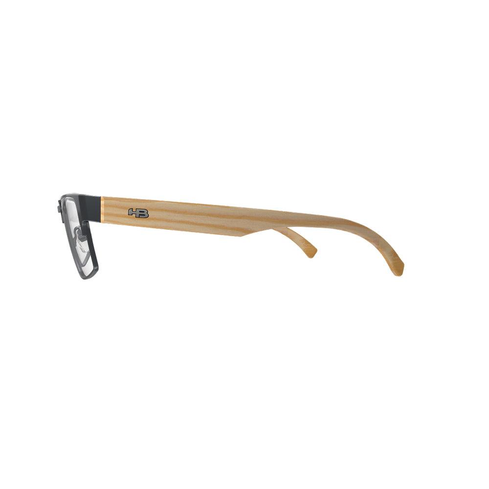Óculos de Grau HB Duotech 0462 Retangular Matte Graphite/ Wood - Grau - TAM 53 mm - Loja HB
