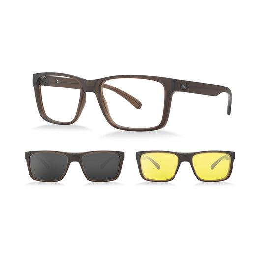 Óculos de Grau HB Switch 3 0472 Clip on M Clear Coffee Gray/ Night Drive
