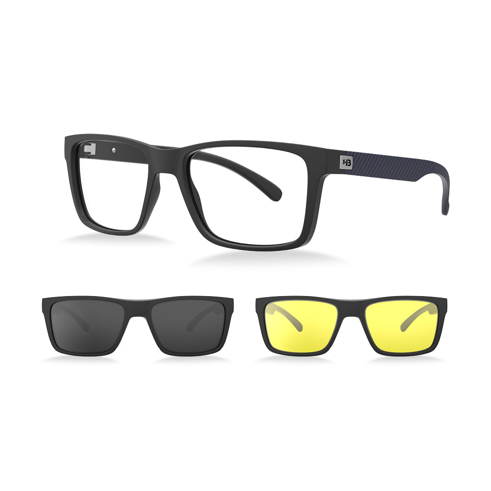 Óculos de Grau HB Switch 0472 M Black/blue Print Carbon Fiber GRAY/NGTH