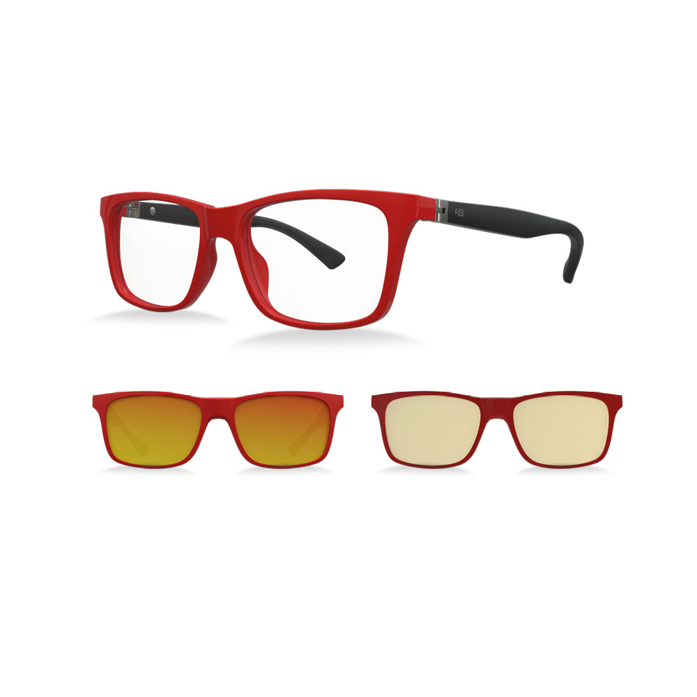 Óculos de Grau HB Switch 0481 Clip on M Fire/ M Black Polarized Red/ Gamer
