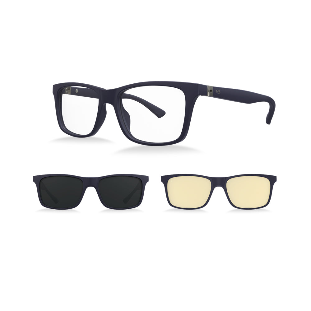 Óculos de Grau HB Switch 0481 Clip on Matte Navy/ Polarized Gray/ Gamer