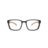 Óculos de Grau HB 0490 Retangular Matte Black/Dark Wood - Grau - TAM 55 mm