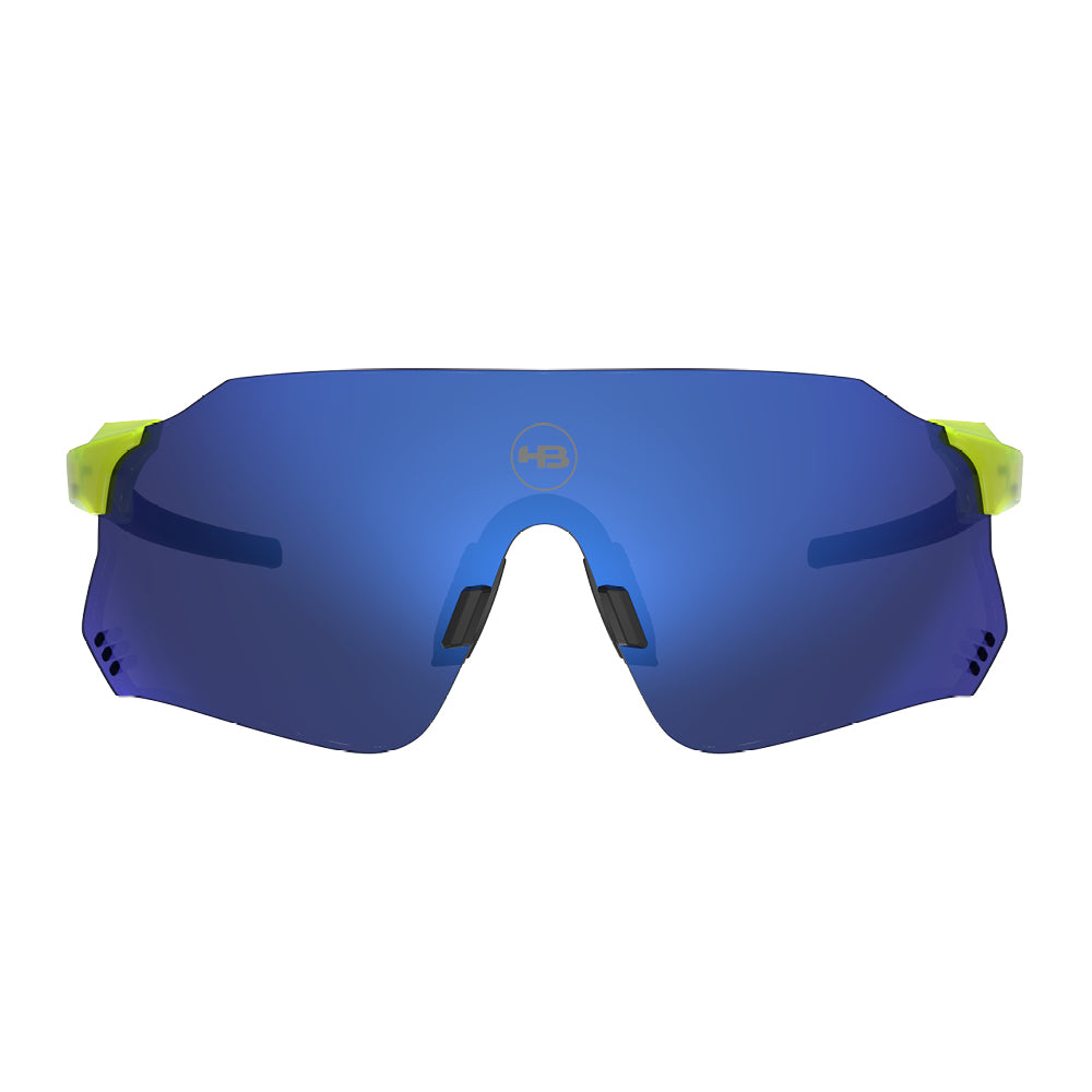 Óculos de Sol HB QUAD X 2.0 Neon Yellow Nose Matte Black / Blue Chrome