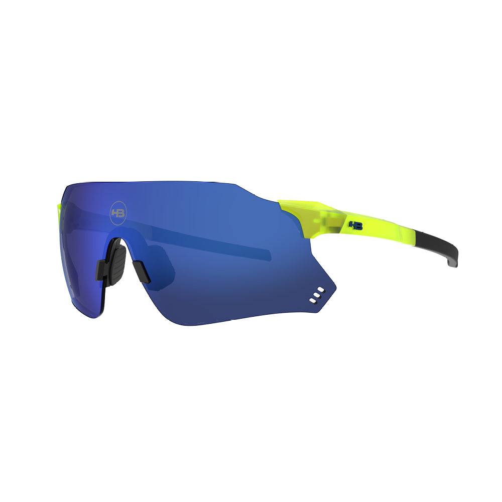 Óculos de Sol HB QUAD X 2.0 Neon Yellow Nose Matte Black / Blue Chrome