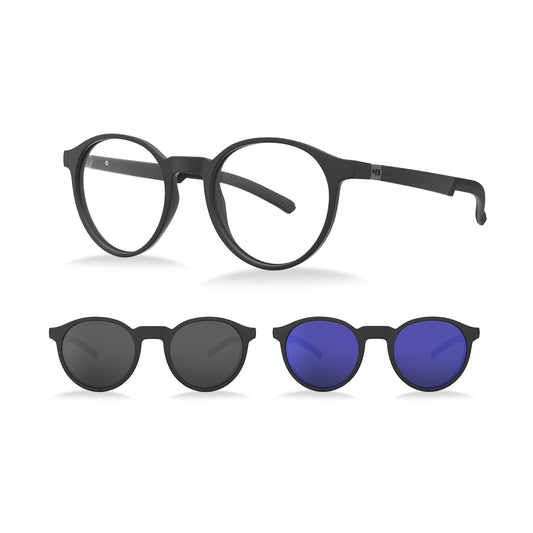 Óculos de Grau HB Switch Clip on 0526 Matte Black Gray/ Multi Blue