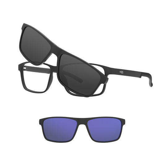 Óculos de Grau HB Switch 0538 Clip on Matte Black Gray/ Multi Blue