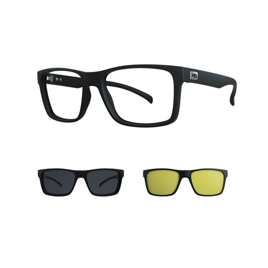 Óculos de Grau HB Polytech 0339 Clip On Matte Black/ Gray/ Night Drive