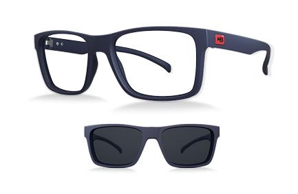 Óculos de Grau HB Switch 0339 Clip On Matte Navy/ Gray Polarized