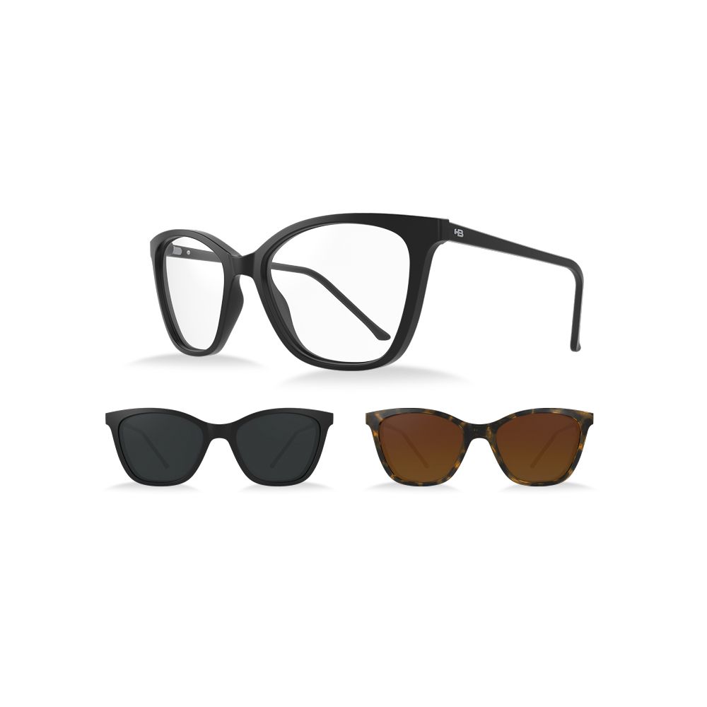 Óculos de Grau HB Switch 0385 Gloss Black/ Havana/ Polarized Gray