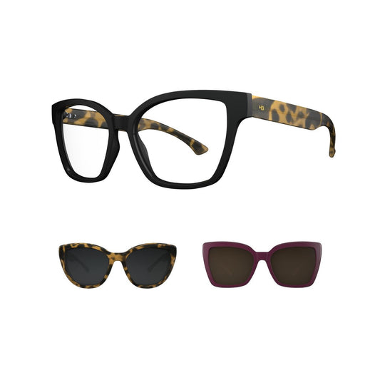 Óculos de Grau HB Switch 0403 Clip On Gloss Black/ Havana/ Q. Passionate Gha/ POlarized Gray