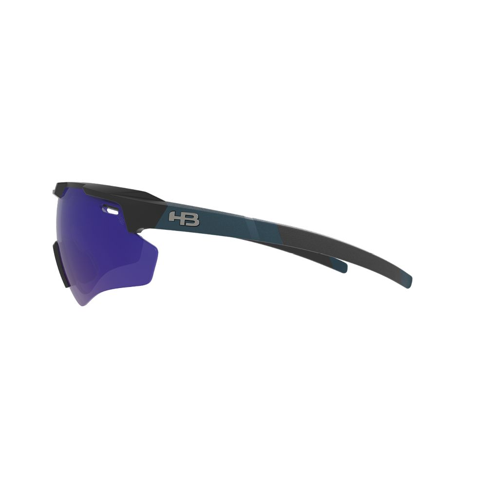 Óculos de Sol HB Shield Evo 2.0 Matte Black Metallic Blue Blue Chrome - Solar - TAM 153 mm