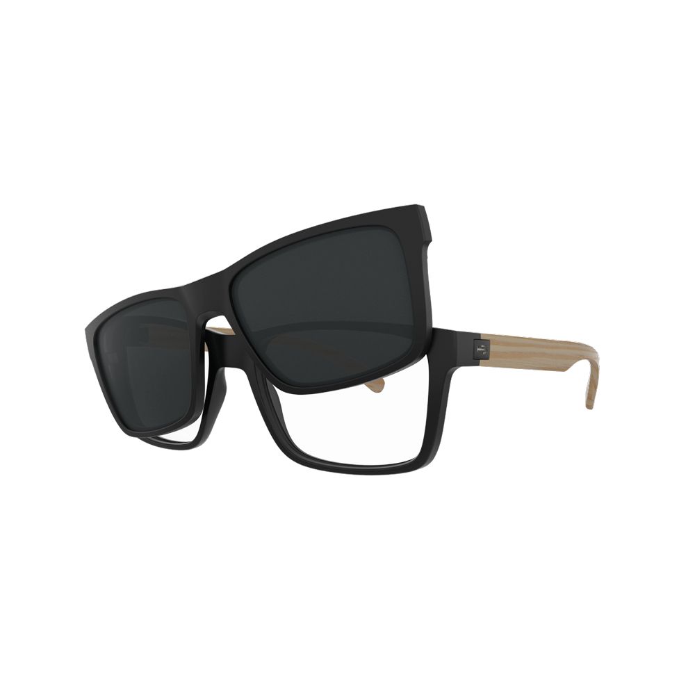 Óculos de Grau HB SWITCH 0472 Clip on Matte Black Wood/ Polarized Gray