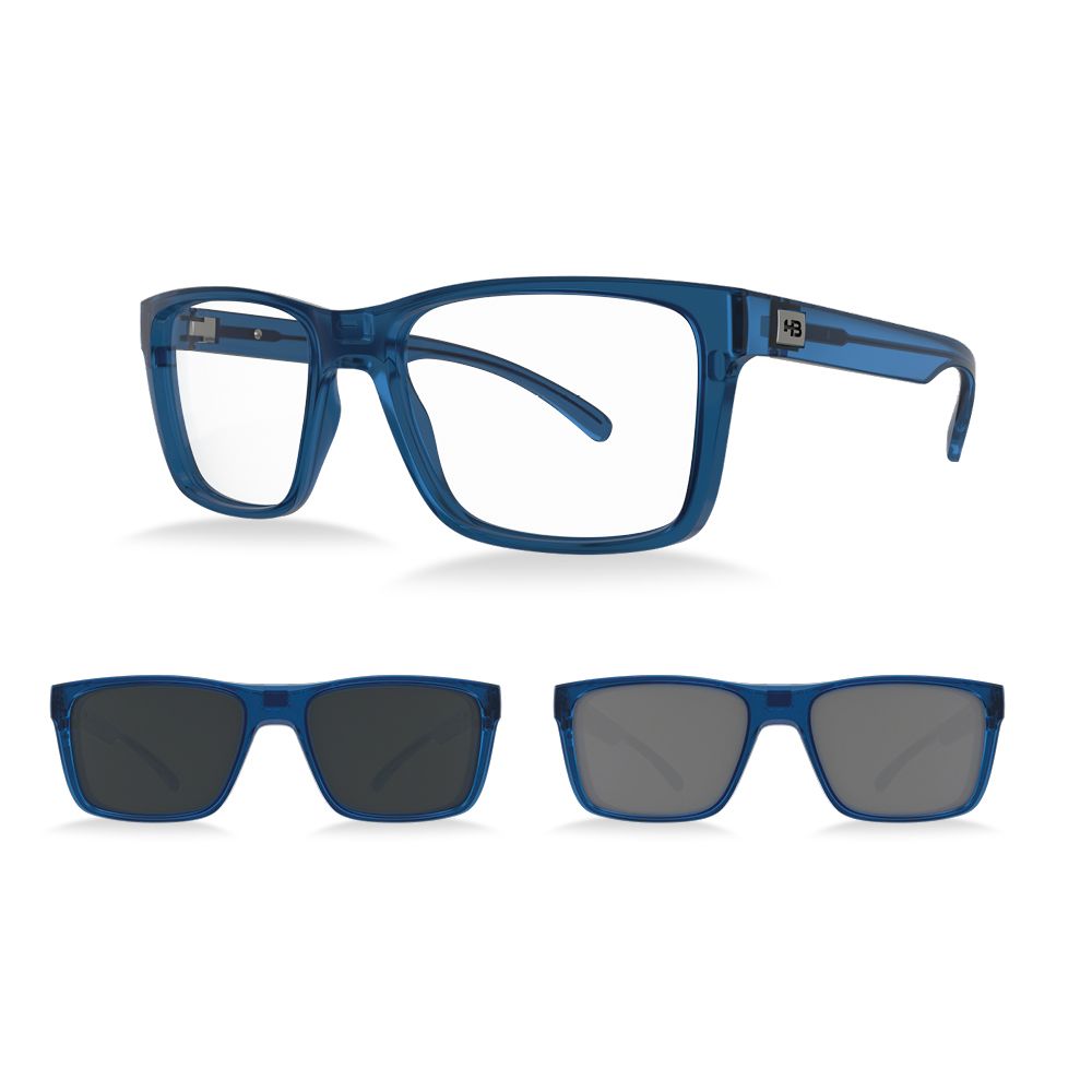 Óculos de Grau HB SWITCH 0472 Clip on Matte Naval Blue/ Gray/ Silver