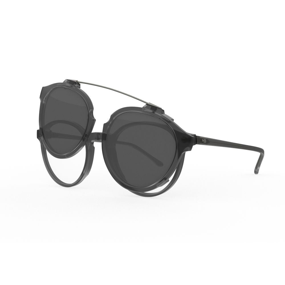 Óculos de Grau HB Switch Clip on 0492 Matte Onyx/ Silver Polarized Lente 4,7 cm