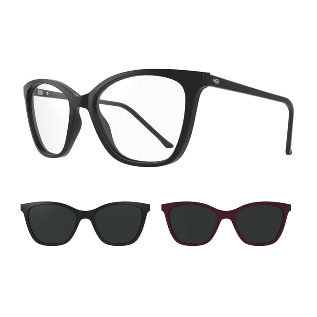 Óculos de Grau HB Switch 0385 Gloss Black Havanna/Black Pass/ Polarized Gray - Lente 5,3 cm