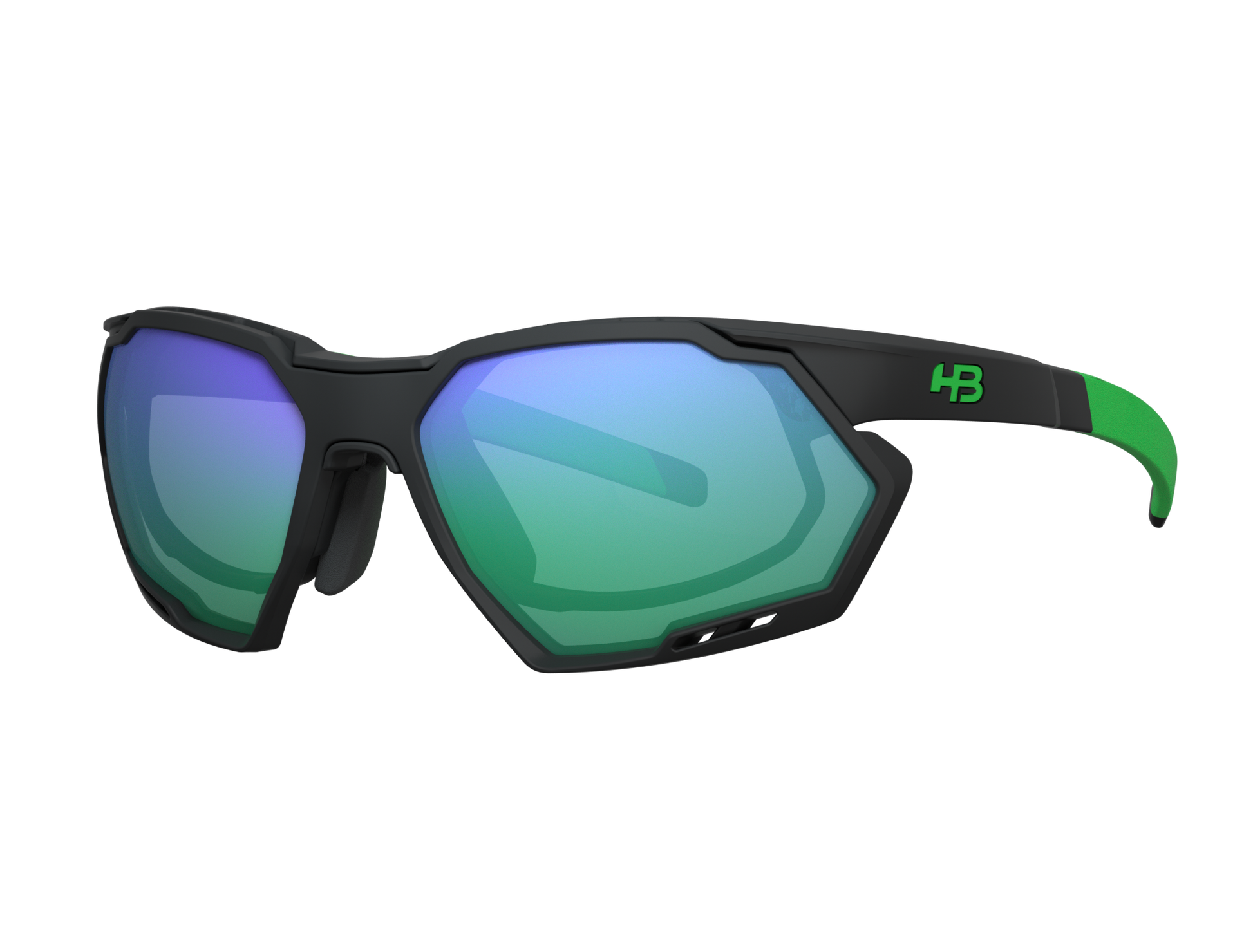 Óculos de Grau HB Rush Matte Black D. Green / Green Chrome - Lente 5,3 cm - Loja HB