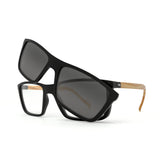 Óculos de Grau HB 0379 Switch Clip On Matte Black Wood/ Polarized Gray