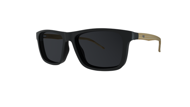 Óculos de Grau HB 0351 Switch Clip On Matte Black Wood/ Gray Polarized lente 5,2