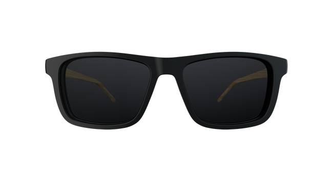 Óculos de Grau HB 0351 Switch Clip On Matte Black Wood/ Gray Polarized lente 5,2