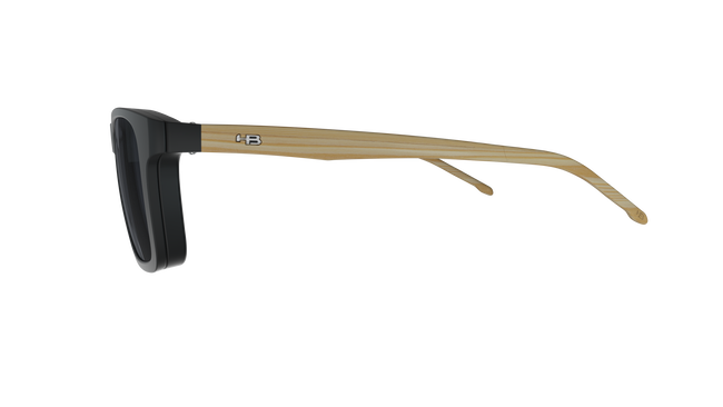 Óculos de Grau HB 0351 Switch Clip On Matte Black Wood/ Gray Polarized lente 5,2