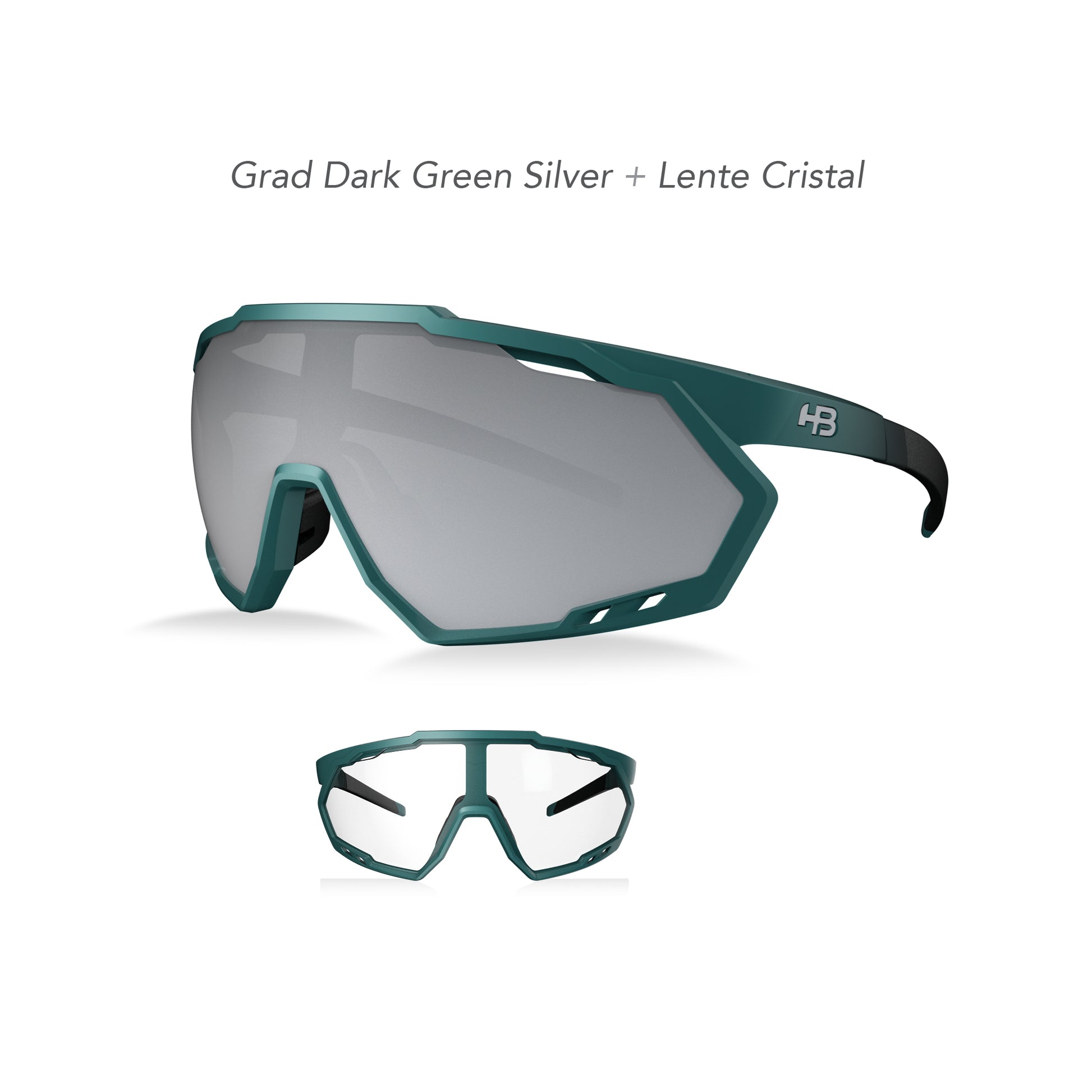 Óculos de Sol HB Spin Gradient Dark Green/ Silver/ Cristal - Lente 14,6 cm - Loja HB