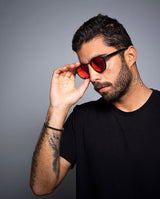Óculos de Sol HB Brighton Matte Black D. Red/ Red Espelhado