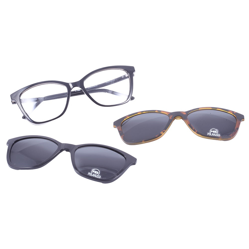 Óculos de Grau HB Switch 0385 Gloss Black/ Havana/ Polarized Gray - Lente 5,3 cm - Loja HB